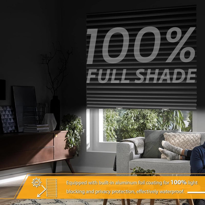 Touri 6 Packs Upgraded Cordless Light Fully Blocking Pleated Shade Blinds Light Filtering 36 in x 72 in Easy to Cut and Install, White - Image 2